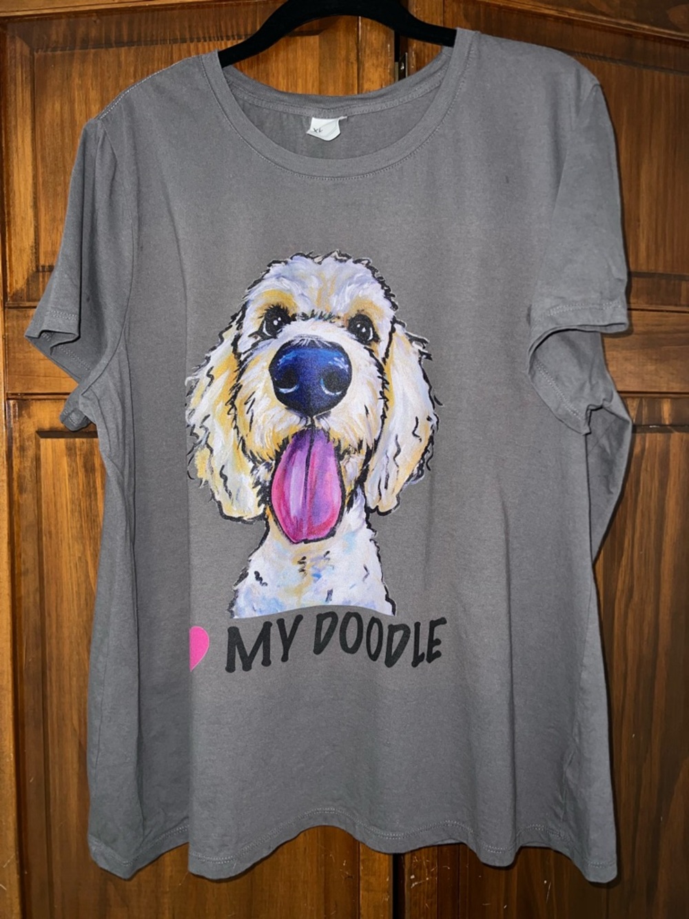 Gray "I ❤️My Doodle" Dog Graphic T-Shirt